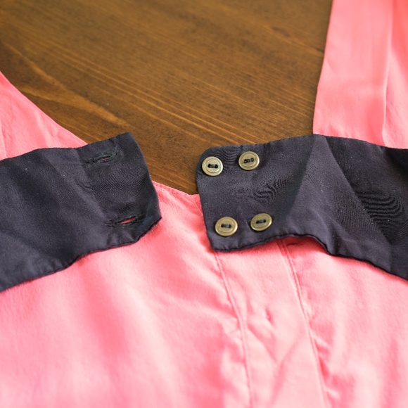 100% Silk Anthropologie Black Pink Cut-out Dress - Picture 10 of 10